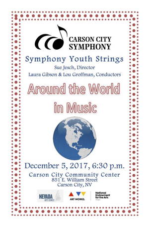 Flyer for the 'Around the World in Music' program.