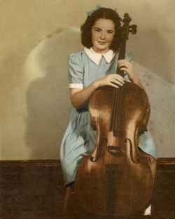 Photograph of Rosemary at 16 with cello