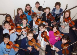 Photograph of youthful string players