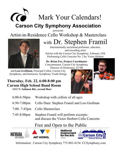 Poster for Framil cello workshop