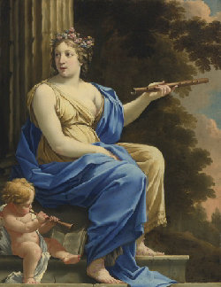 Painting of Euterpe, Muse of Music and Lyric Poetry, by Simon Vouet