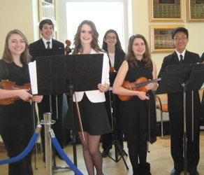 STRAZZ violinists Samantha Lowe, Ethan Lopes, Katie Matuska, Kacey Lopes, Kaitlyn McDonald, and Ojo Ventura 
  will perform in Spring Fever concert on April 24.