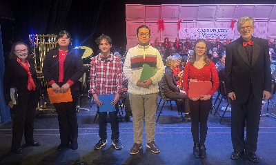 Photograph of 4 awardees and 2 presenters