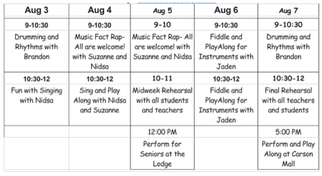 scan of music camp schedule